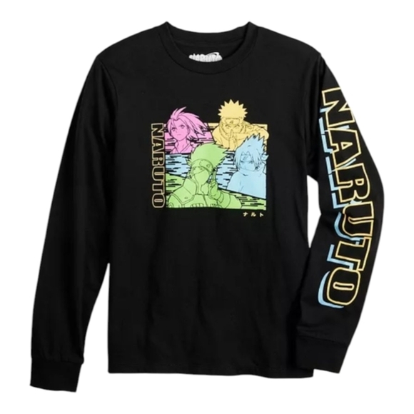 Naruto Boy's Long Sleeve Graphic Tee Black NWT Size Medium - Picture 2 of 9